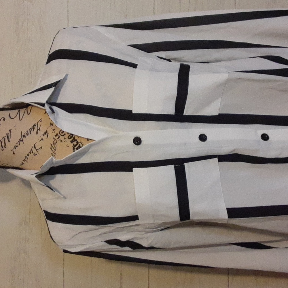 Ladies Long Sleeve Button-Down Dress Shirt, M